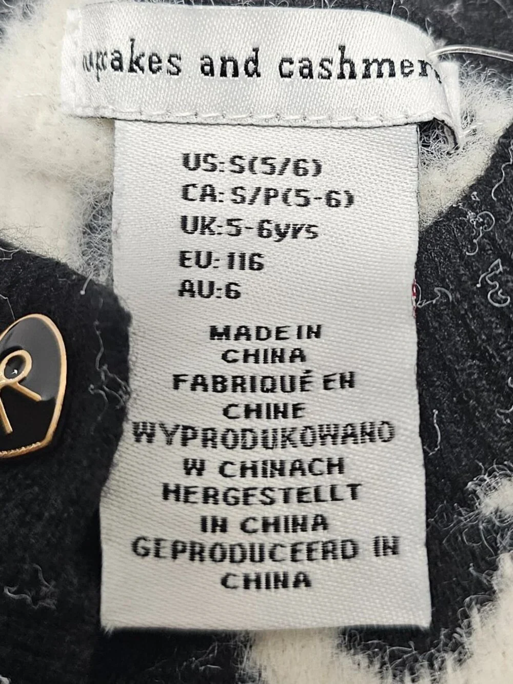 Girls Cupcakes and Cashmere 2 pc Sweater Top Skirt Set Black White Soft Bows 5 6